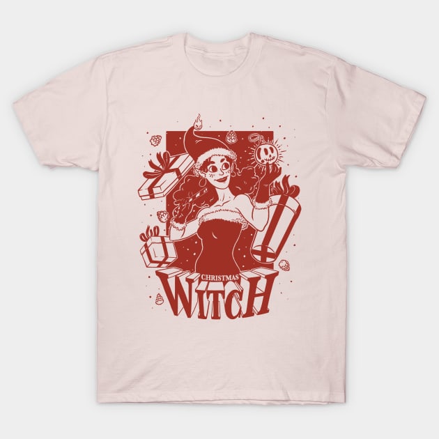 Christmas Witch - Red T-Shirt by Studio Mootant